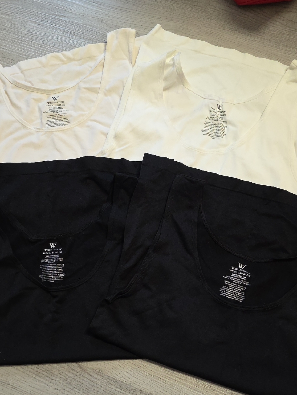 Worthington White and Black Crewneck Tank Tops, Set of 4